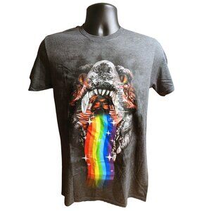 Tyrannosaurus Rex Men's Medium Short Sleeve T-Shirt T-Rex Rainbow Tongue